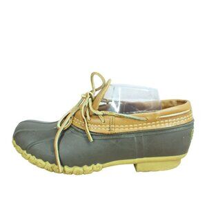 LL Bean Tan Brown Leather Unlined Lace Up Ankle Gumshoes Duck Boots Size 9 M